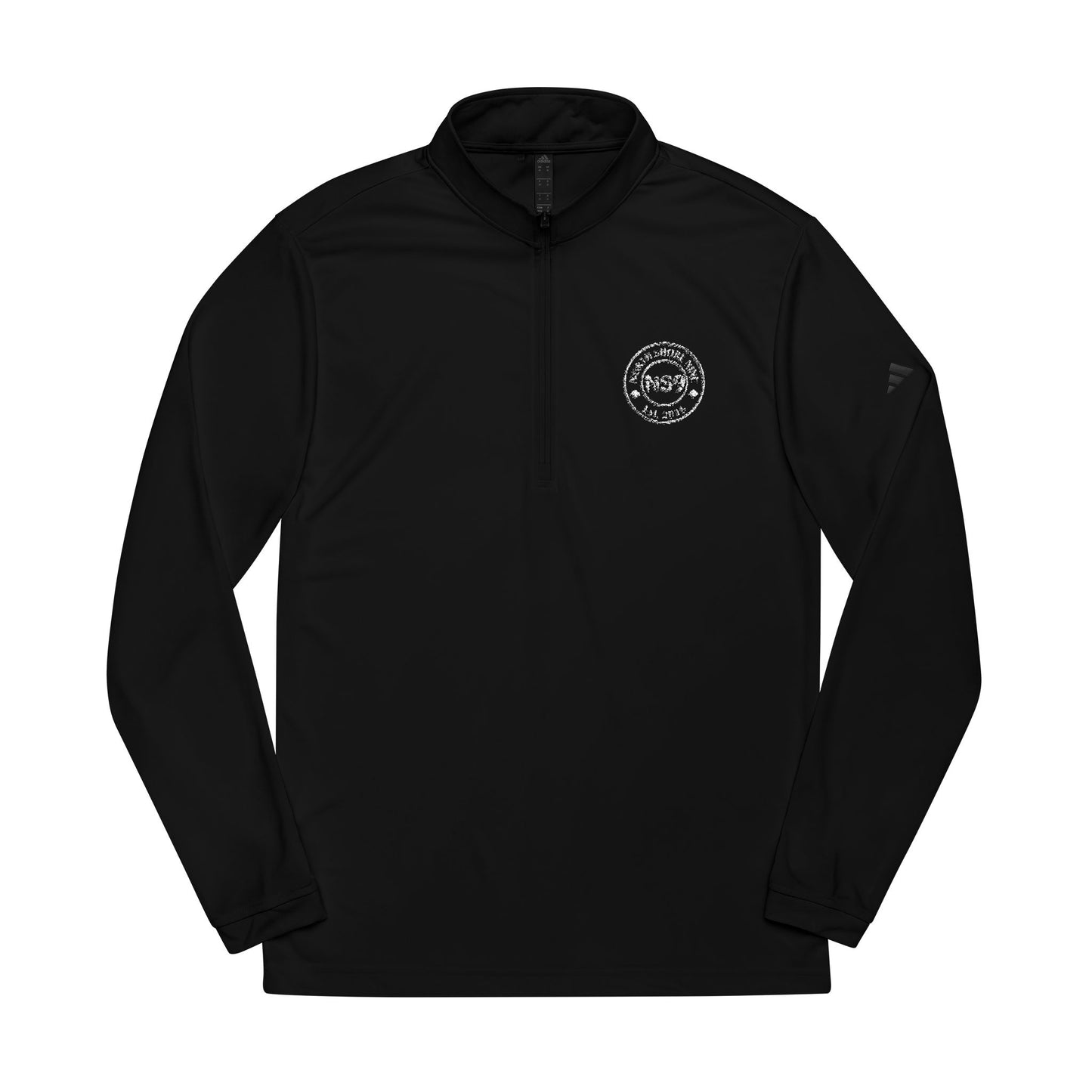 Embroidered Quarter-Zip Pullover — Black Performance Jacket with Chest Logo