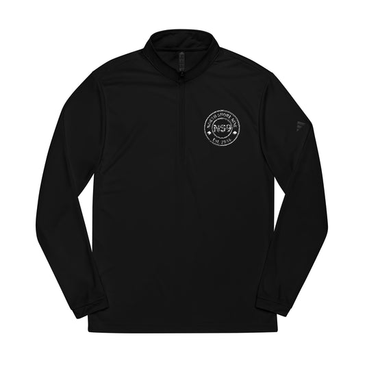 Embroidered Quarter-Zip Pullover — Black Performance Jacket with Chest Logo