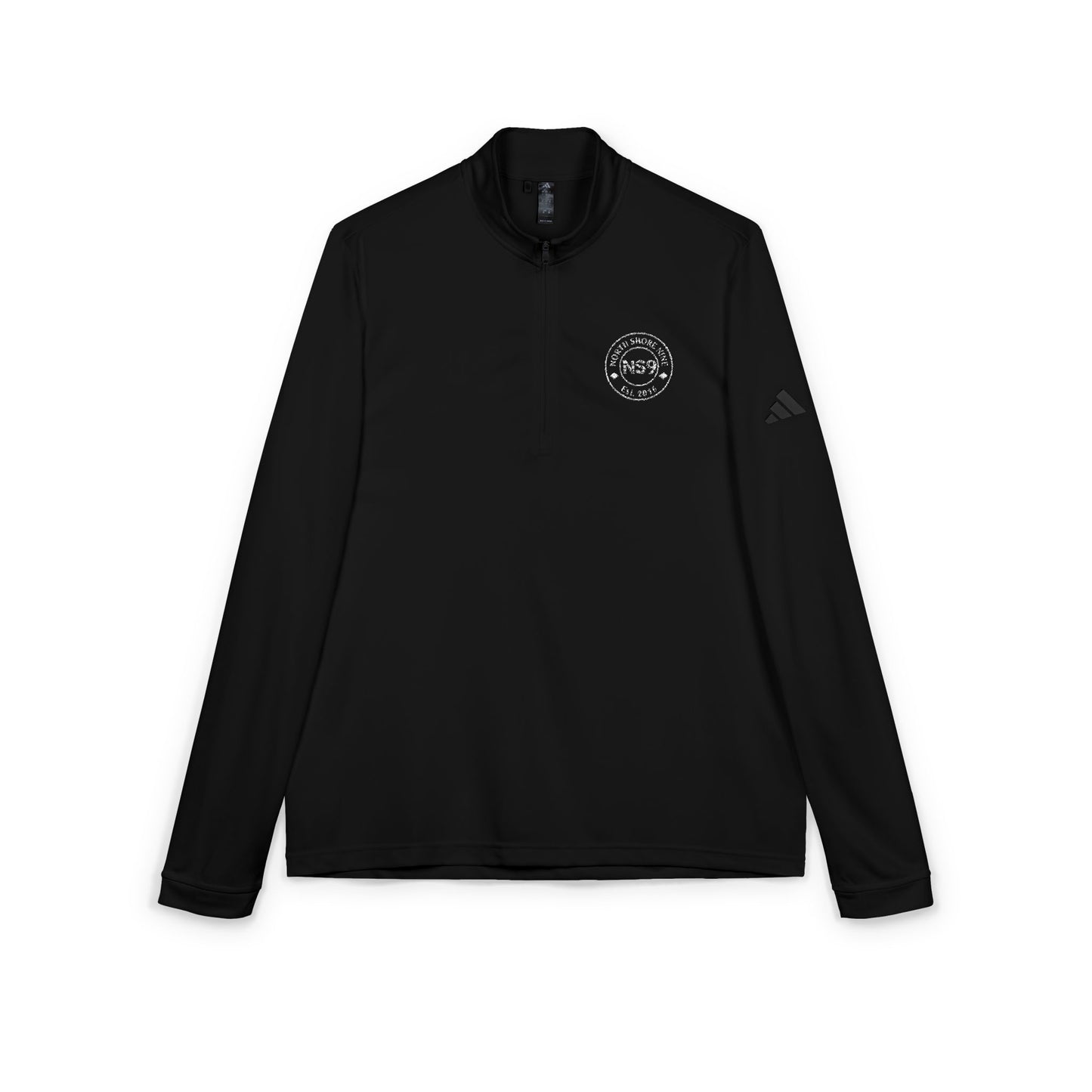 Embroidered Quarter-Zip Pullover — Black Performance Jacket with Chest Logo
