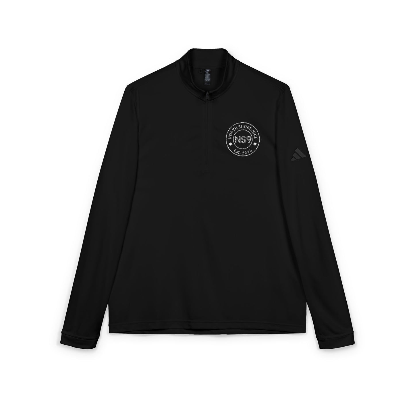 Embroidered Quarter-Zip Pullover — Black Performance Jacket with Chest Logo